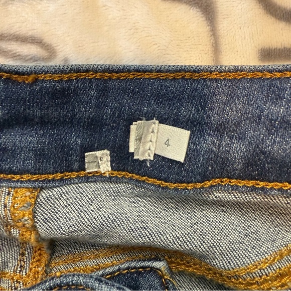 women's 4 organic cotton dark blue denim midi skirt with back slit - Picture 4 of 5